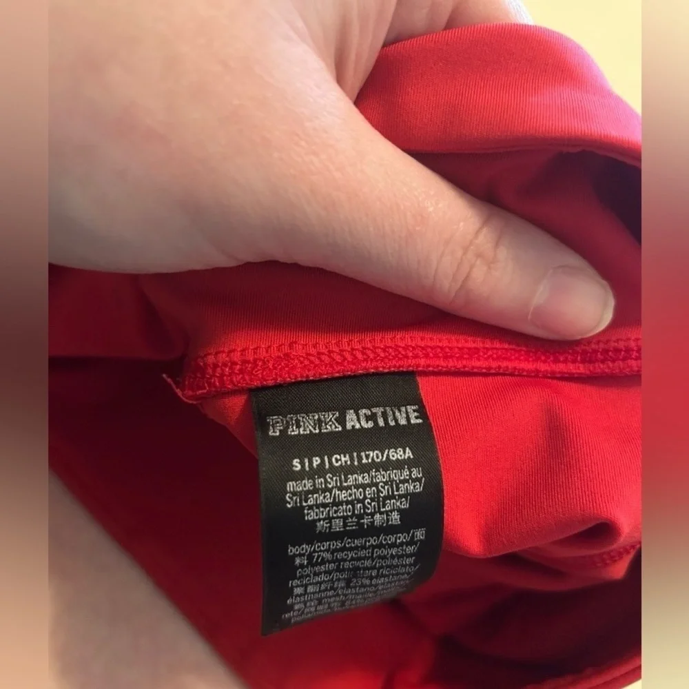 PINK Victoria’s Secret Active Red Leggings w/ Mesh Panel Size Small